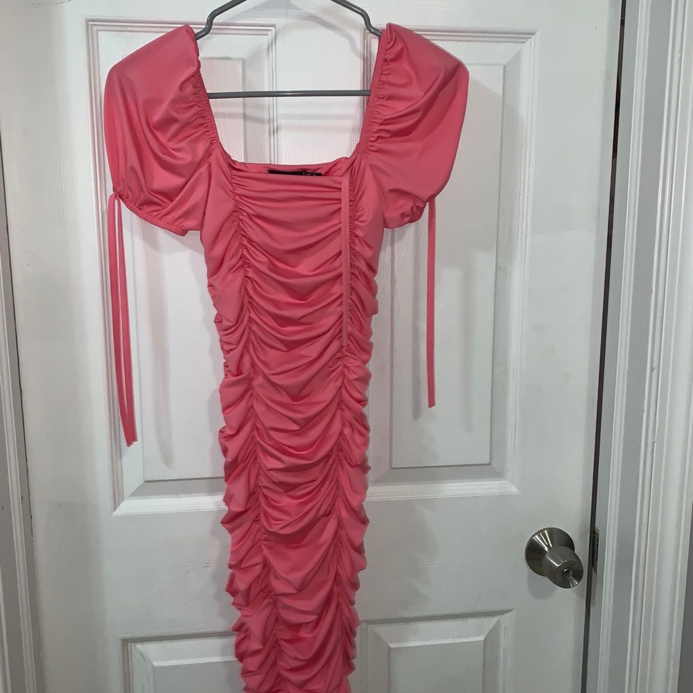 Ruffled pink dress from PrettyLittleThing